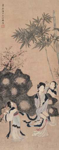 王汝梅 辛未（1871年）作 仕女 立轴